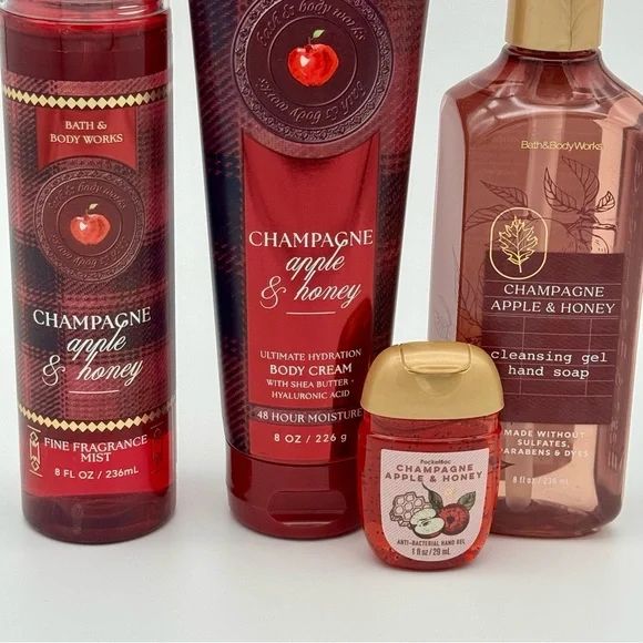 Bath and Body Works Champagne Apple & Honey Body Spray Lotion Soap Gift Set NWT